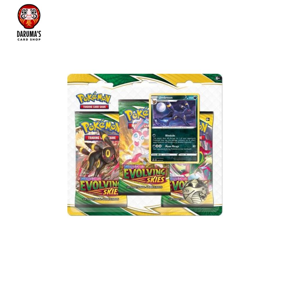 Pokémon SWSH07 Evolving Skies 3-Pack Blister Umbreon Front View