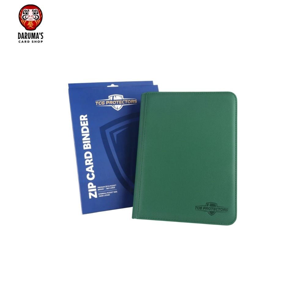 TCG Protectors Premium 9 Pocket Zipper Binder Green 360 Card Capacity
