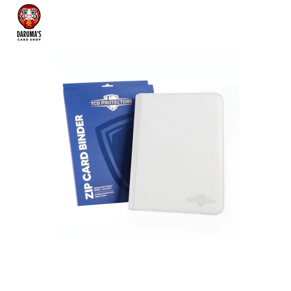 TCG Protectors Premium 9 Pocket Zipper Binder White 360 Card Capacity